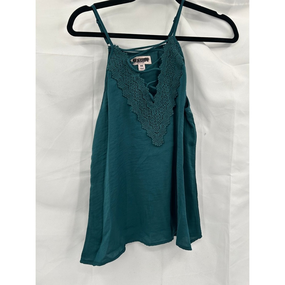 MAUBY Women's Teal XS Camisole Top Lace Trim Adjustable Straps Polyester